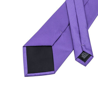 Luxury Solid Purple Silk Necktie Pocket Square Cufflinks Set