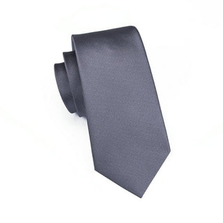 Solid Dimgray Silk Necktie Pocket Square Cufflinks Set