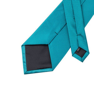 Plain Blue Novelty Pattern Silk Necktie Pocket Square Cufflinks Set