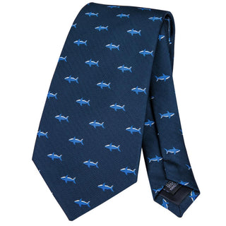Blue Novelty Pattern Silk Necktie Pocket Square Cufflinks Set