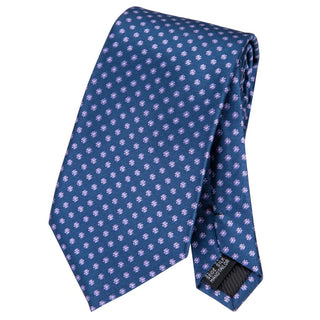 Luxury Blue Floral Dot Silk Necktie Pocket Square Cufflinks Set