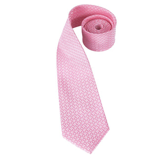 Classic Pink Plaid Silk Necktie Pocket Square Cufflinks Set