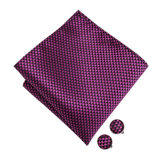 Dark Purple Arrow Novelty Pre-tied Bow Tie Pocket Square Cufflinks Set