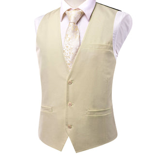 New Light Yellow Silk Single Vest Waistcoat