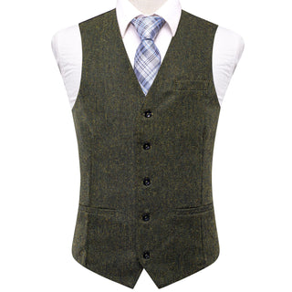 New Emerald Green Solid Wool Silk Single Vest Waistcoat