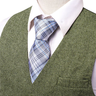 New Olive Green Solid Silk Single Vest Waistcoat