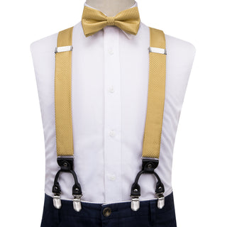 Luxury Golden Brace Clip-on Men's Suspender with Bow Tie Set