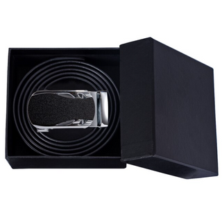 NEW Men's Silver Luxury Black Buckle Leather Belt