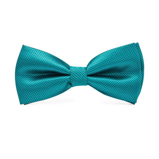 Teal Solid Blue Green Pre-tied Bow Tie Pocket Square Cufflinks Set