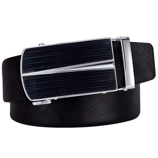 NEW Luxury Silver Leather Black Belt