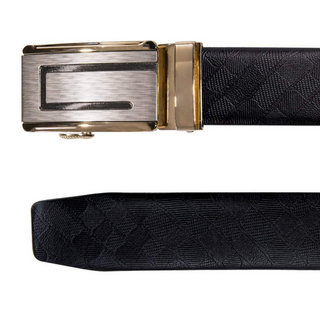 Luxury Golden Buckle Boxed Men's Genuine Black Leather Belt