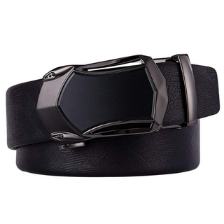 Silver Dark Grey Black Genuine Leather Belt