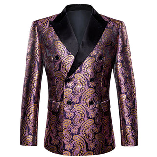 New Black Purple Golden Paisley Men's Blazer