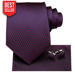 Classic Purple Silk Necktie Pocket Square Cufflinks Set Neckties