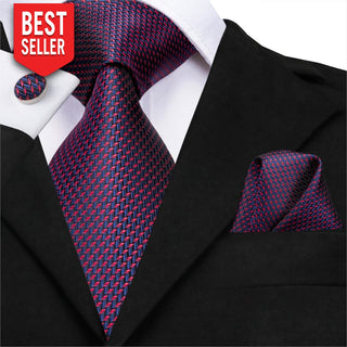 Classic Purple Silk Necktie Pocket Square Cufflinks Set Neckties