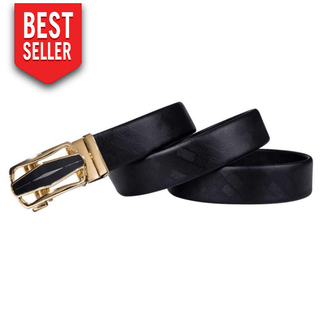 Luxury Golden Black Buckle Genuine Leather Belt Belts