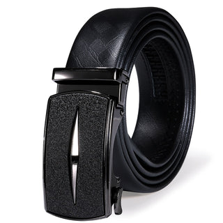 New Black Silver Luxury Leather Belt