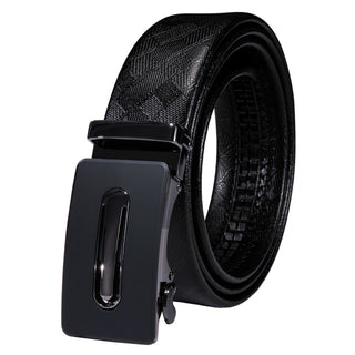 Luxury Genuine Black Buckle Genuine Leather Men's Belt