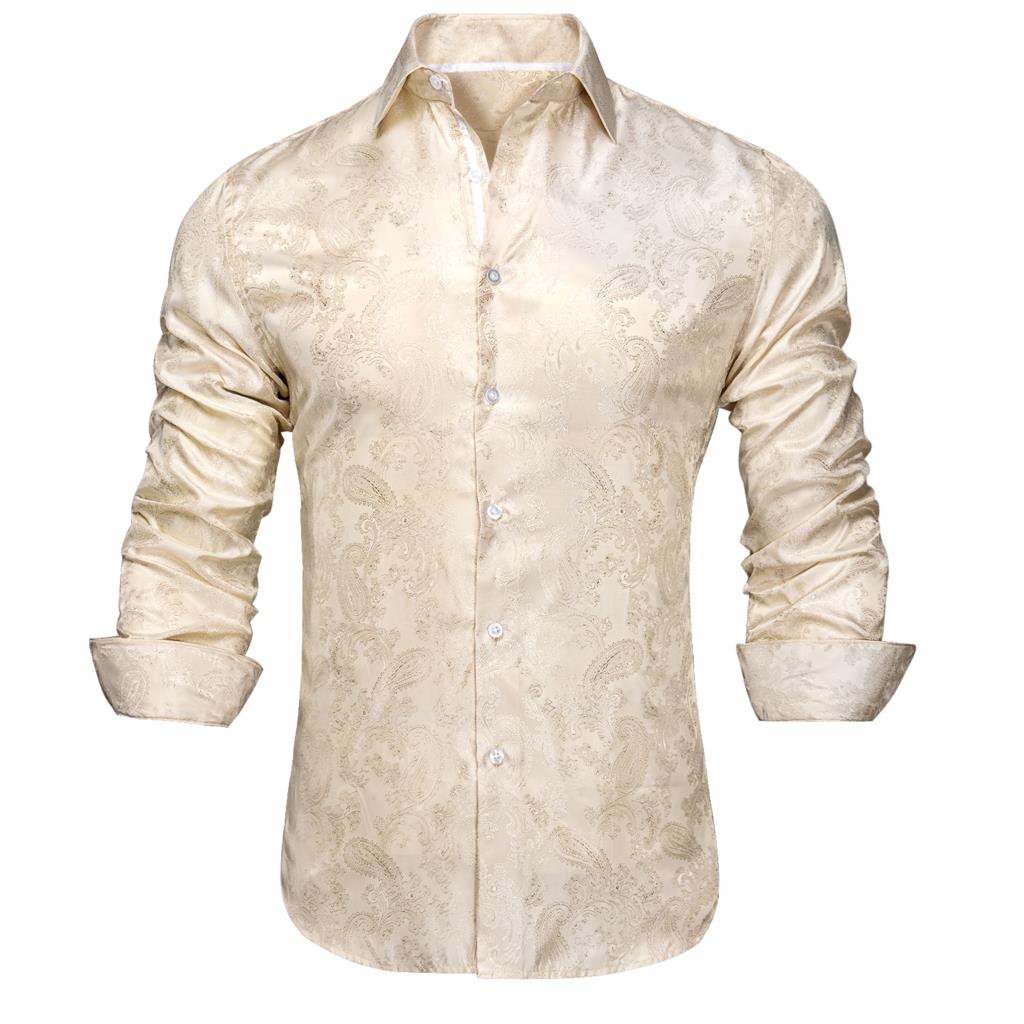 Ivory Champagne Paisley Silk Long Sleeve Shirt – Modern Man Boutique Ivory Champagne Paisley Silk Long Sleeve Shirt – Modern Man Boutique