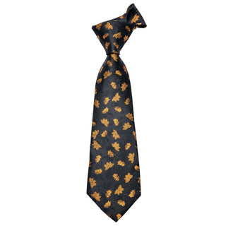 Black Gold Paisley Silk Necktie Pocket Square Cufflinks Set